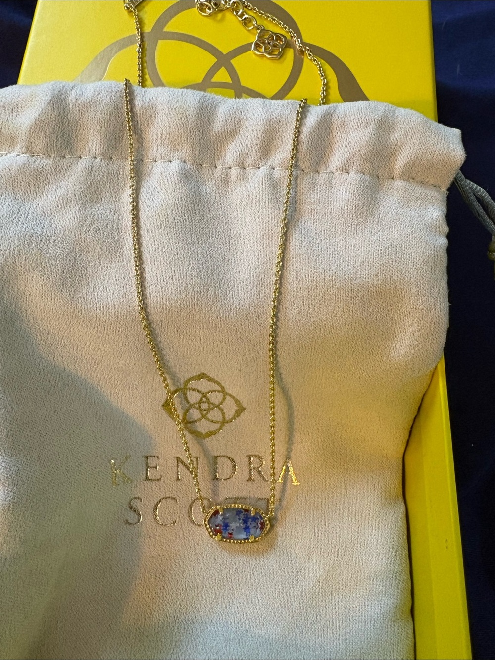 Kendra Scott Gold Necklace with Blue red star Pendant